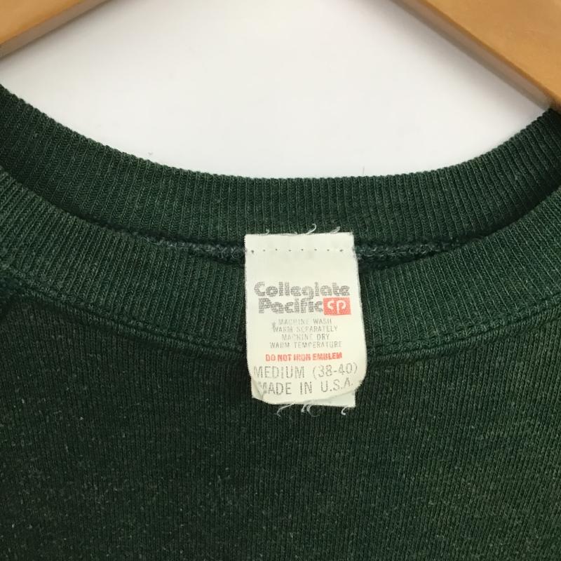 カレッジエイト パシフィック Collegiate Pacific トレーナー 長袖 長袖トレーナー スウェット クルーネック プルオーバー M ロゴ、文字 緑 / グリーン / green メンズ USED 古着 中古 10161459