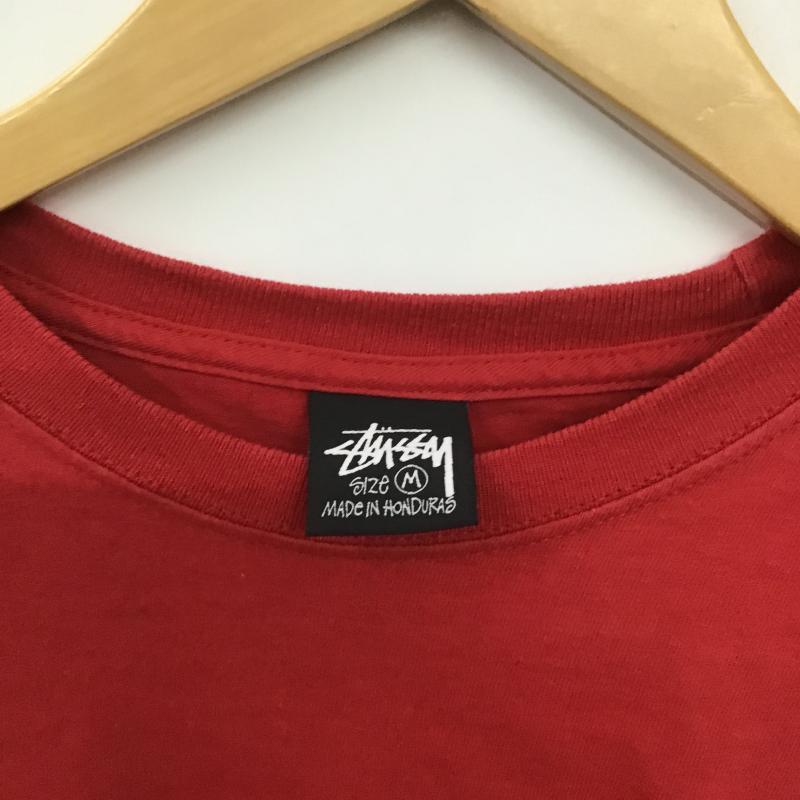ステューシー STUSSY カットソー 長袖 長袖カットソー プリントカットソー クルーネック M ロゴ、文字 赤 / レッド / red メンズ USED 古着 中古 10161464