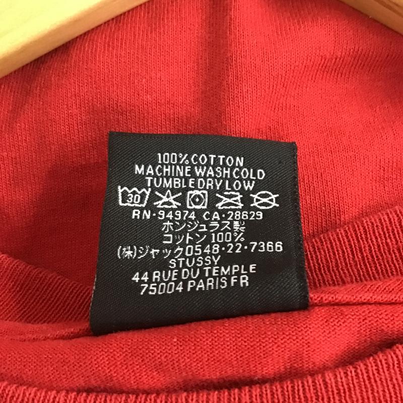 ステューシー STUSSY カットソー 長袖 長袖カットソー プリントカットソー クルーネック M ロゴ、文字 赤 / レッド / red メンズ USED 古着 中古 10161464