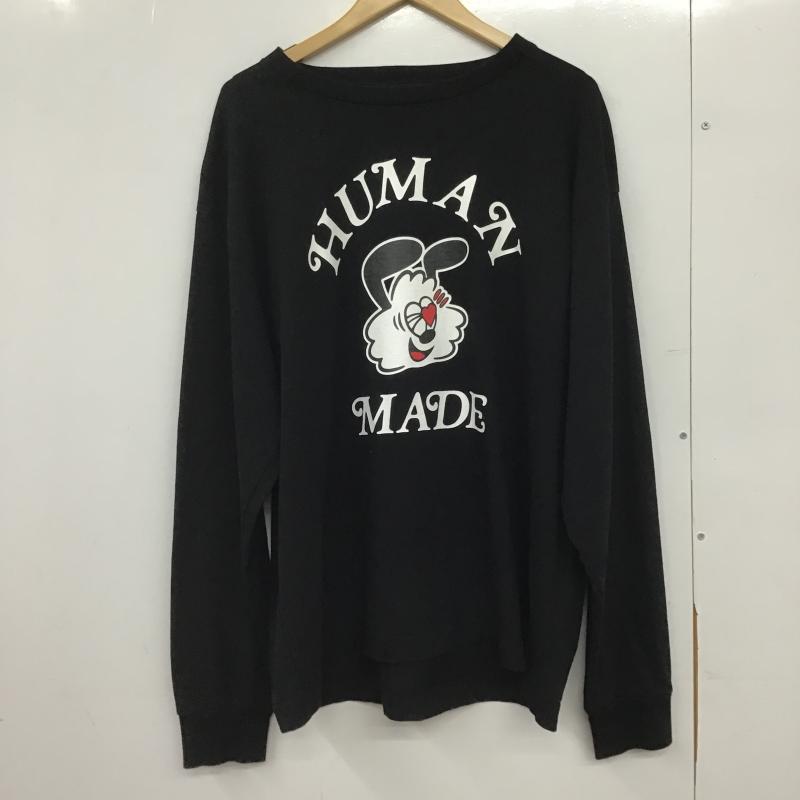 ヒューマンメード HUMAN MADE カットソー 長袖 長袖カットソー プリントカットソー クルーネック XXL プリント 黒 / ブラック / black メンズ USED 古着 中古 10161482