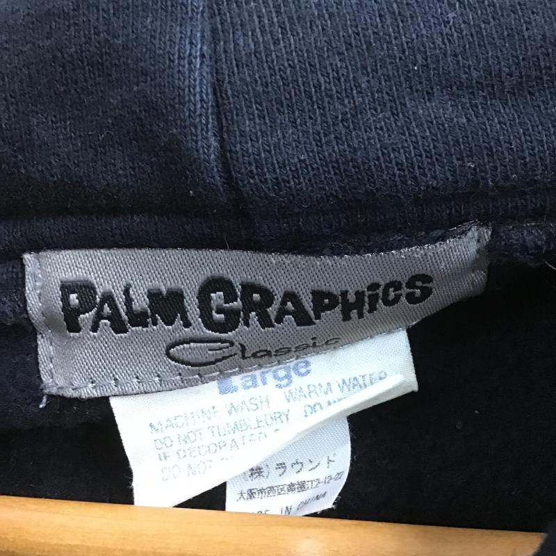 パームグラフィックス Palm Graphics パーカー 長袖 ジップアップパーカー 長袖パーカー カジュアルジャケット L ロゴ、文字 紺 / ネイビー / navy メンズ USED 古着 中古 10161488