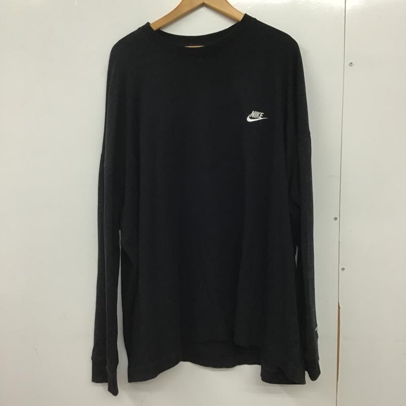 ナイキ NIKE カットソー 長袖 長袖カットソー プリントカットソー クルーネック L ロゴ、文字 黒 / ブラック / black メンズ USED 古着 中古 10161490
