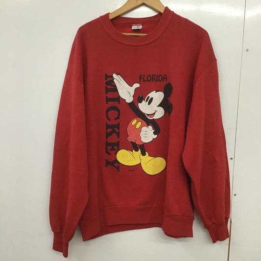 ベルバシーン Velva Sheen トレーナー 長袖 長袖トレーナー スウェット クルーネック プルオーバー L プリント 赤 / レッド / red メンズ USED 古着 中古 10161491