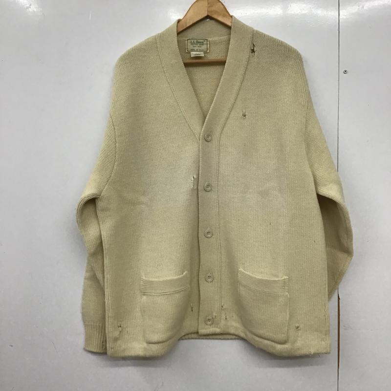 エルエルビーン L.L.Bean カーディガン 長袖 長袖カーディガン 前ボタン ニットカーディガン XL 無地 アイボリー / アイボリー / メンズ USED 古着 中古 10161498