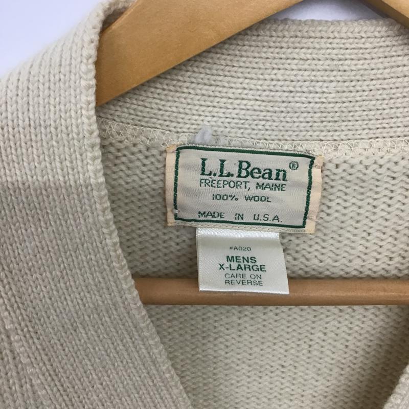 エルエルビーン L.L.Bean カーディガン 長袖 長袖カーディガン 前ボタン ニットカーディガン XL 無地 アイボリー / アイボリー / メンズ USED 古着 中古 10161498