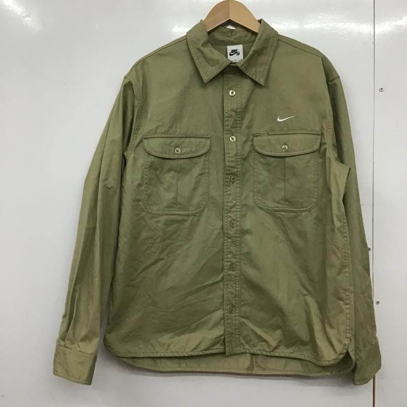 ナイキ NIKE シャツ、ブラウス 長袖 長袖シャツ 無地シャツ カラーシャツ L ロゴ、文字 ベージュ / ベージュ / beige メンズ USED 古着 中古 10161502