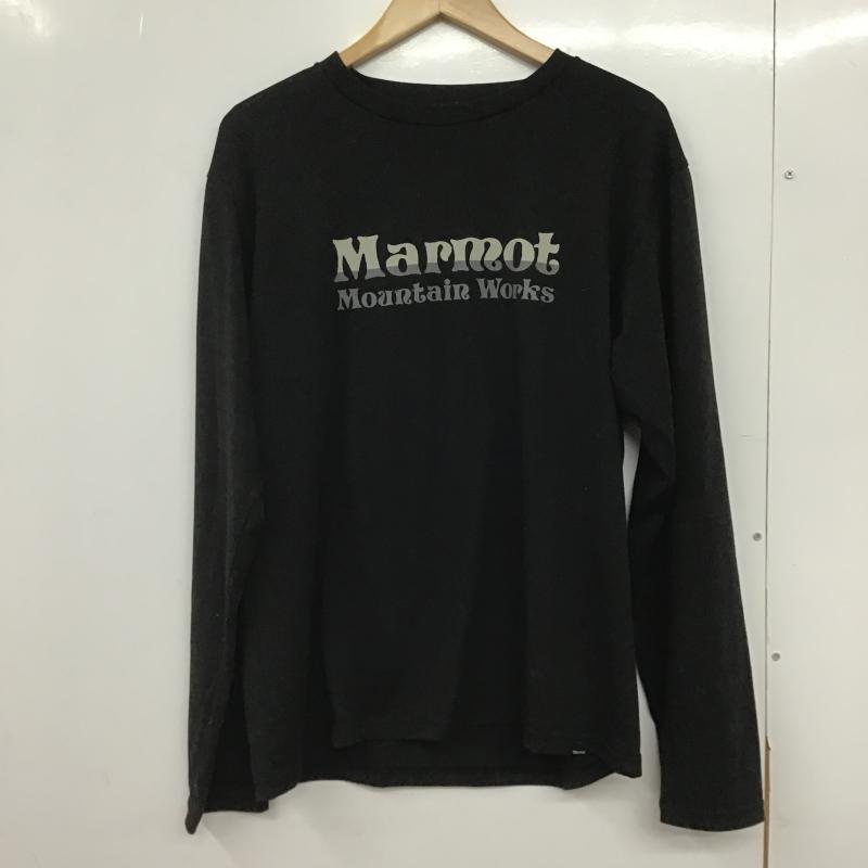 マーモット Marmot カットソー 長袖 長袖カットソー プリントカットソー クルーネック XL ロゴ、文字 黒 / ブラック / black メンズ USED 古着 中古 10161509