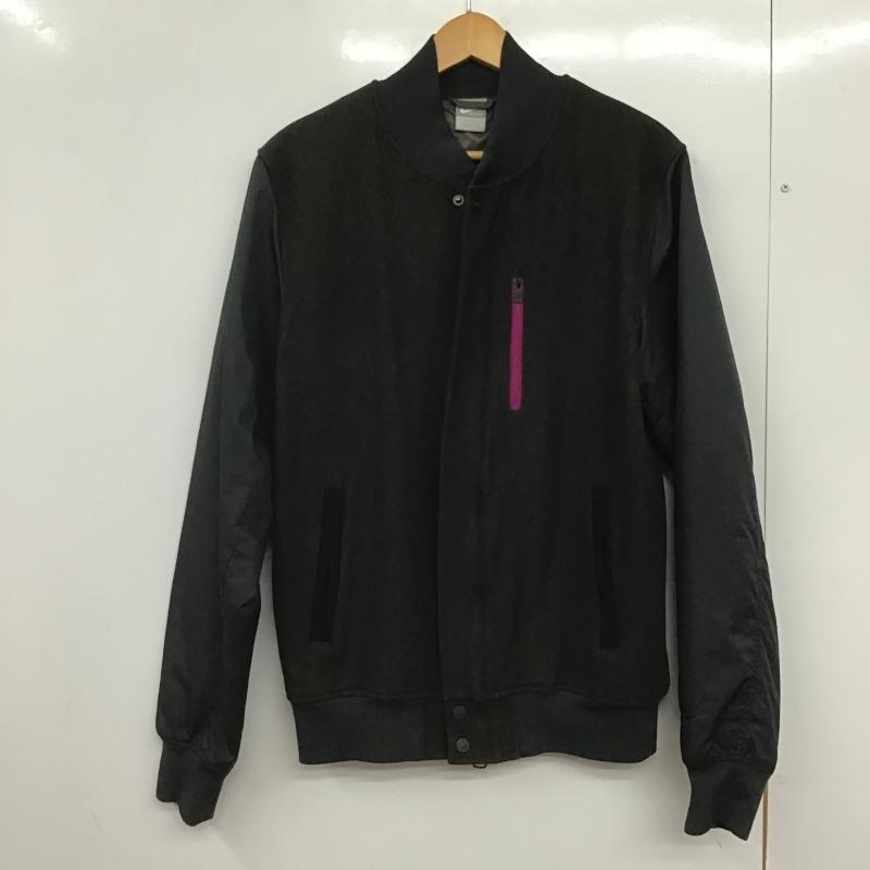 ナイキ NIKE ジャケット、上着 ジャンパー、ブルゾン ジップアップジャケット アウター ノーカラージャケット L 無地 黒 / ブラック / black X 茶 / ブラウン / brown メンズ USED 古着 中古 10161512