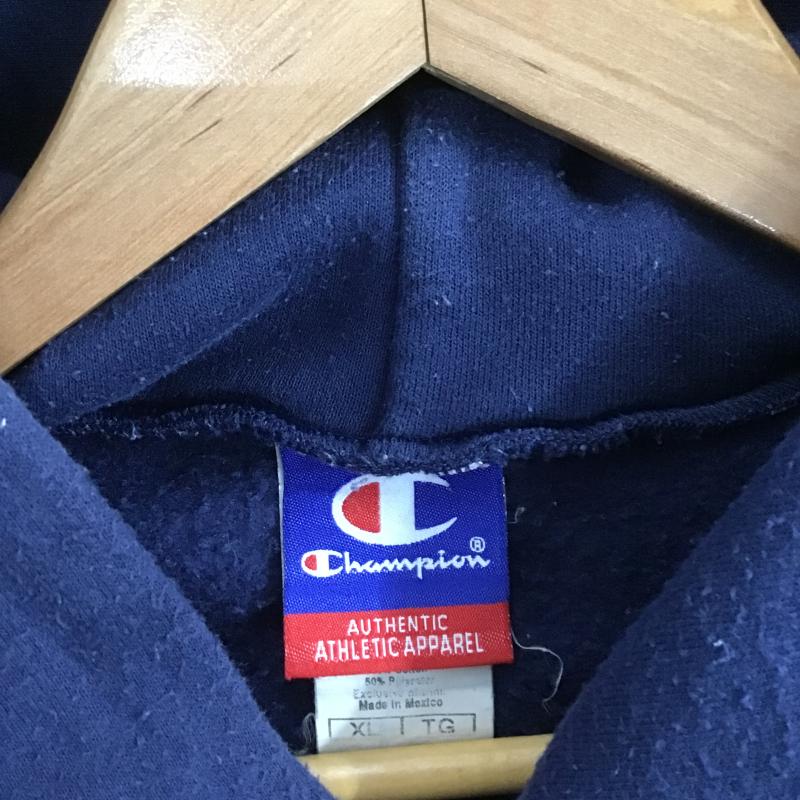 チャンピオン Champion パーカー 長袖 長袖パーカー プルオーバーパーカー スウェット XL ロゴ、文字 紺 / ネイビー / navy メンズ USED 古着 中古 10161518
