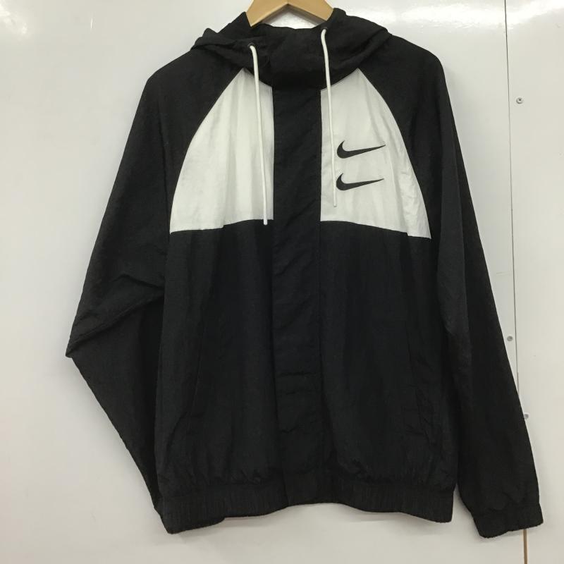ナイキ NIKE ジャケット、上着 ジャンパー、ブルゾン ジップアップナイロンジャケットパーカー アウター S ロゴ、文字 白 / ホワイト / white X 黒 / ブラック / black メンズ USED 古着 中古 10161519