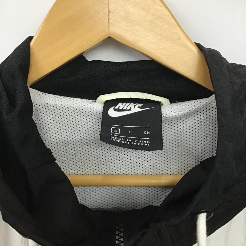 ナイキ NIKE ジャケット、上着 ジャンパー、ブルゾン ジップアップナイロンジャケットパーカー アウター S ロゴ、文字 白 / ホワイト / white X 黒 / ブラック / black メンズ USED 古着 中古 10161519
