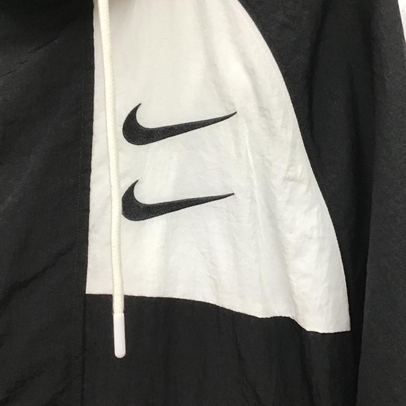 ナイキ NIKE ジャケット、上着 ジャンパー、ブルゾン ジップアップナイロンジャケットパーカー アウター S ロゴ、文字 白 / ホワイト / white X 黒 / ブラック / black メンズ USED 古着 中古 10161519