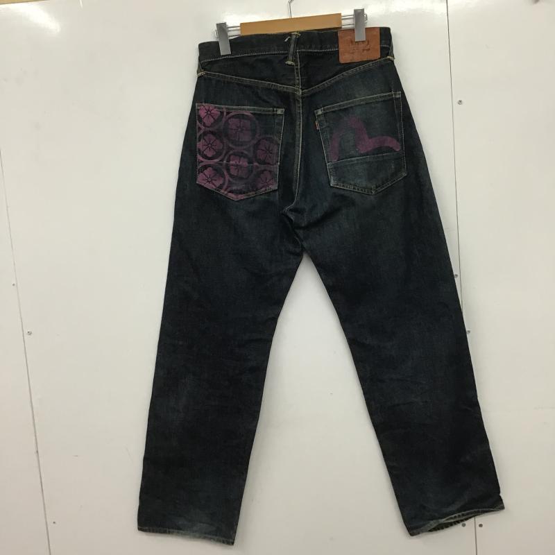 エヴィス EVISU パンツ デニム、ジーンズ デニムパンツ ワイドパンツ カジュアルパンツ 30インチ プリント インディゴ / インディゴ / Indigo メンズ USED 古着 中古 10161524