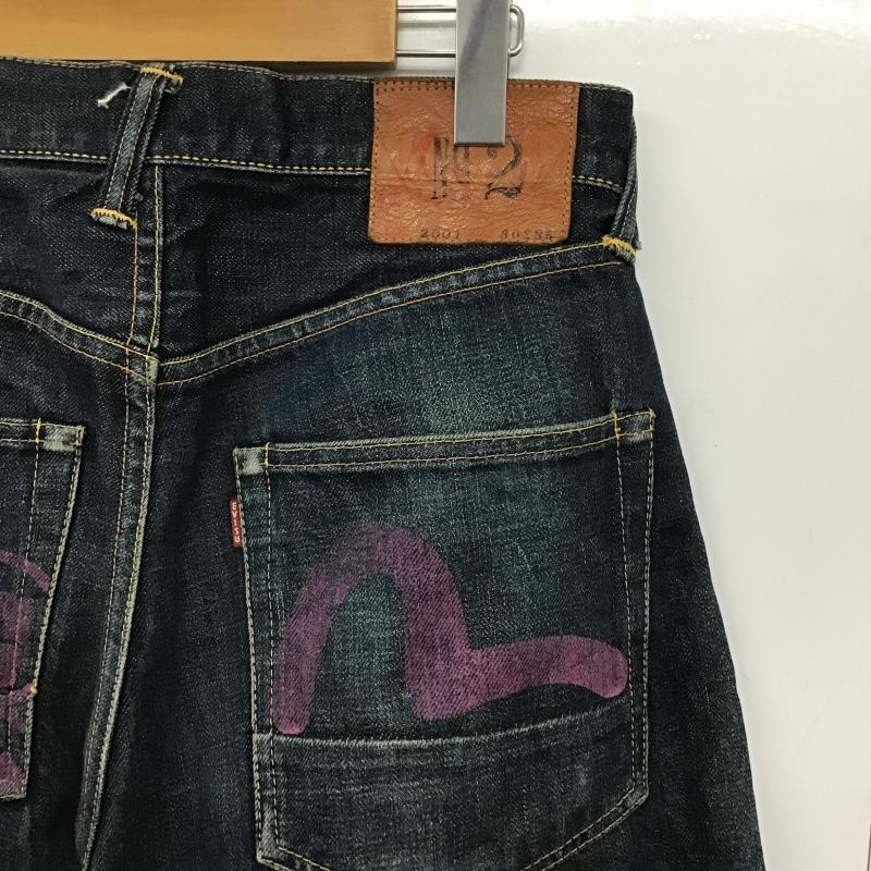 エヴィス EVISU パンツ デニム、ジーンズ デニムパンツ ワイドパンツ カジュアルパンツ 30インチ プリント インディゴ / インディゴ / Indigo メンズ USED 古着 中古 10161524