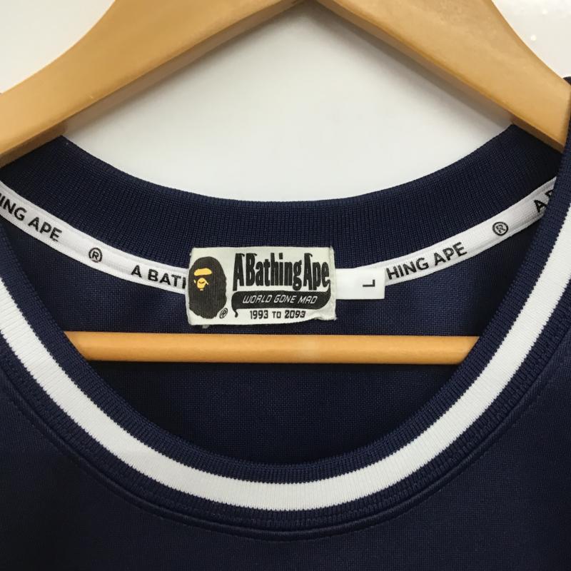 アベイシングエイプ A BATHING APE タンクトップ タンクトップ タンクトップ ノースリーブカットソー クルーネック L ロゴ、文字 紺 / ネイビー / navy メンズ USED 古着 中古 10161538