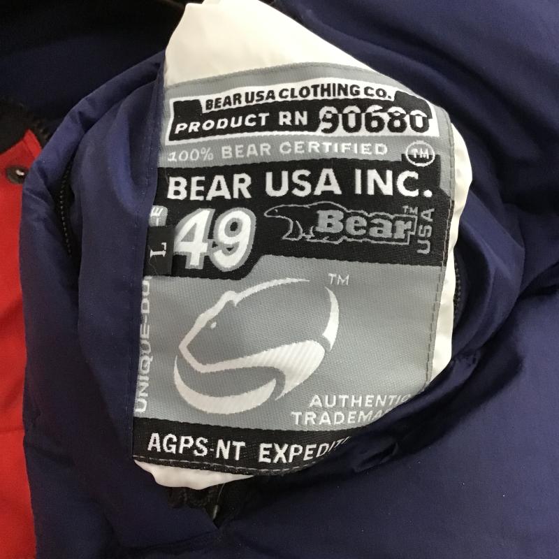 ベアー Bear USA ジャケット、上着 ダウンジャケット ジップアップダウンジャケット アウター L ロゴ、文字 紺 / ネイビー / navy メンズ USED 古着 中古 10161551