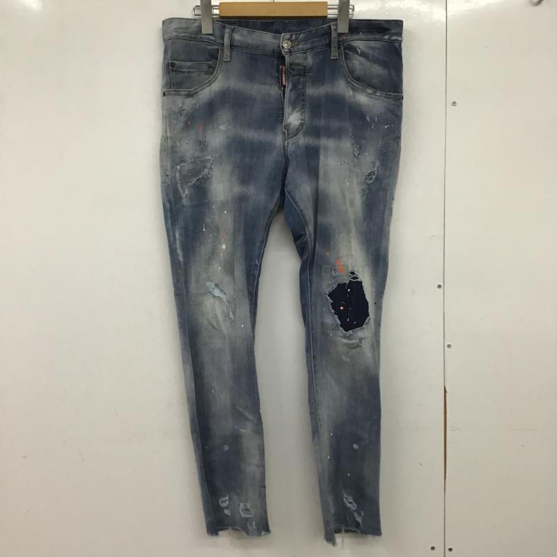 ディースクエアード2 DSQUARED2 パンツ デニム、ジーンズ デニムパンツ スリムパンツ カジュアルパンツ ストレッチパンツ 50インチ ダメージ加工 インディゴ / インディゴ / Indigo メンズ USED 古着 中古 10161564
