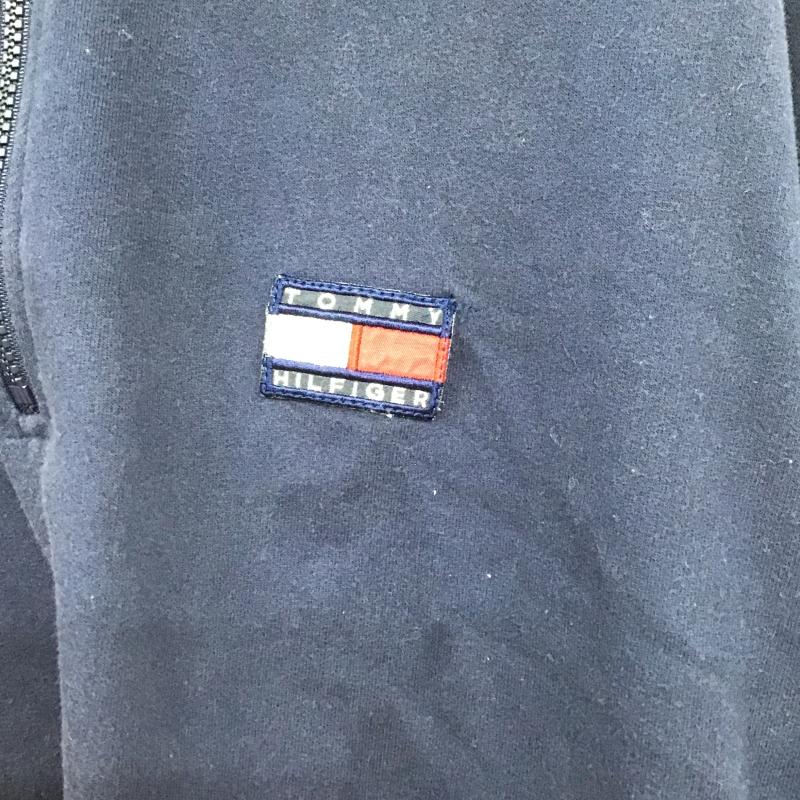 トミーヒルフィガー TOMMY HILFIGER トレーナー 長袖 長袖トレーナー スウェット ジップアップネック プルオーバー L ロゴ、文字 紺 / ネイビー / navy メンズ USED 古着 中古 10161567