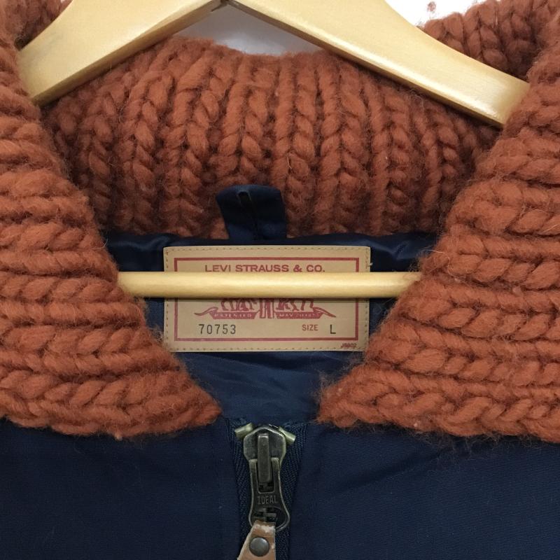 リーバイストラウスアンドコー Levi Strauss & co. ジャケット、上着 ジャンパー、ブルゾン ジップアップジャケット アウター L 無地 紺 / ネイビー / navy X 橙 / オレンジ / orange メンズ USED 古着 中古 10161582