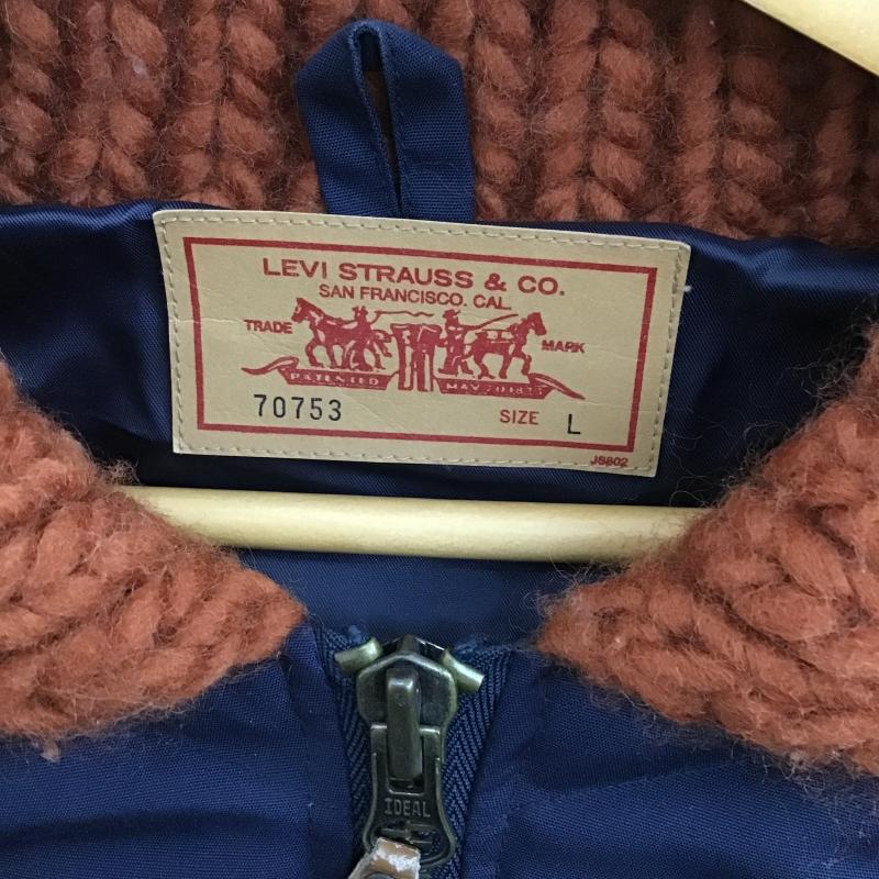リーバイストラウスアンドコー Levi Strauss & co. ジャケット、上着 ジャンパー、ブルゾン ジップアップジャケット アウター L 無地 紺 / ネイビー / navy X 橙 / オレンジ / orange メンズ USED 古着 中古 10161582