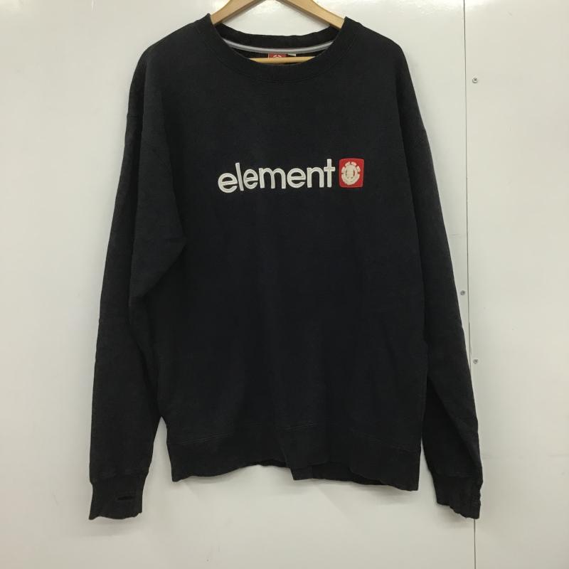 エレメント ELEMENT トレーナー 長袖 長袖トレーナー スウェット クルーネック プルオーバー L ロゴ、文字 紺 / ネイビー / navy メンズ USED 古着 中古 10161609