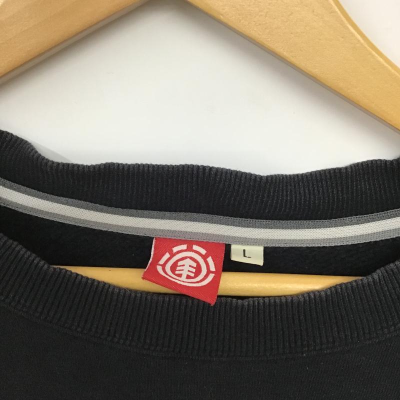 エレメント ELEMENT トレーナー 長袖 長袖トレーナー スウェット クルーネック プルオーバー L ロゴ、文字 紺 / ネイビー / navy メンズ USED 古着 中古 10161609
