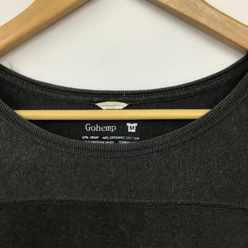 ゴーヘンプ GOHEMP カットソー 七分袖 七分丈カットソー クルーネックカットソー M 無地 ダークグレー / ダークグレー / メンズ USED 古着 中古 10161616