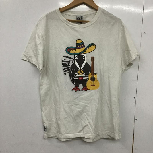 チャムス CHUMS Tシャツ 半袖 半袖カットソー プリントTシャツ クルーネックカットソー XL プリント 白 / ホワイト / white メンズ USED 古着 中古 10161620