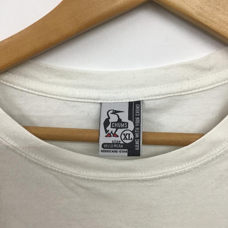 チャムス CHUMS Tシャツ 半袖 半袖カットソー プリントTシャツ クルーネックカットソー XL プリント 白 / ホワイト / white メンズ USED 古着 中古 10161620