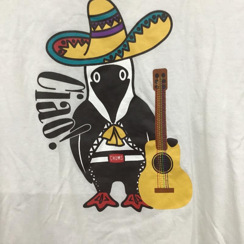 チャムス CHUMS Tシャツ 半袖 半袖カットソー プリントTシャツ クルーネックカットソー XL プリント 白 / ホワイト / white メンズ USED 古着 中古 10161620
