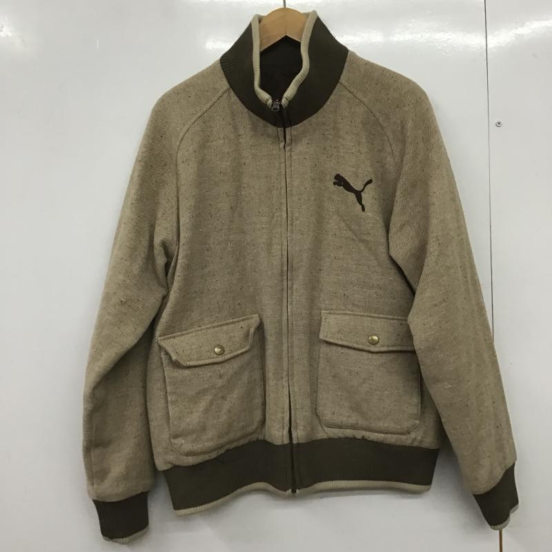プーマ PUMA ジャケット、上着 ジャンパー、ブルゾン ジップアップジャケット アウター ジャージ L ロゴ、文字 ベージュ / ベージュ / beige メンズ USED 古着 中古 10161644