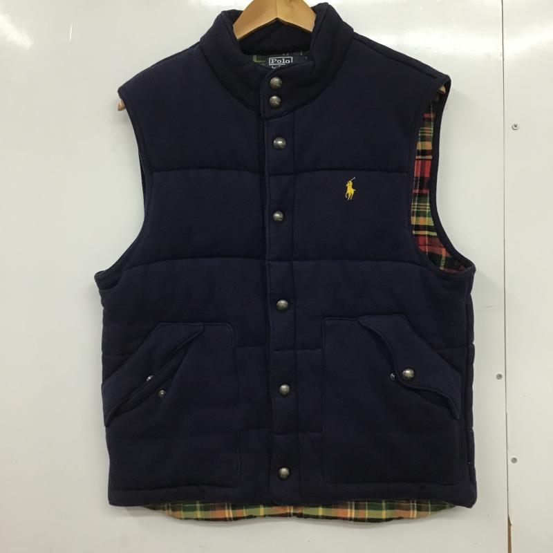 ポロバイラルフローレン Polo by RALPH LAUREN ベスト ベスト ダウンベスト ノースリーブ 前ボタン L ロゴ、文字 紺 / ネイビー / navy メンズ USED 古着 中古 10161645