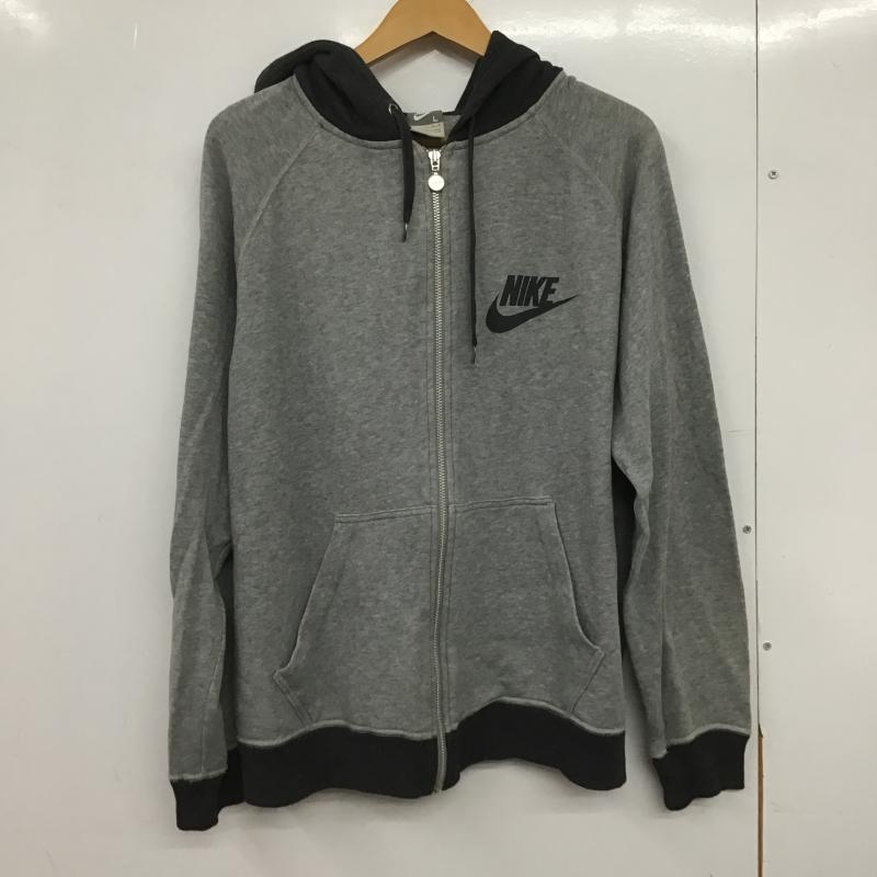 ナイキ NIKE パーカー 長袖 ジップアップパーカー 長袖パーカー カジュアルジャケット L ロゴ、文字 灰 / グレー / gray メンズ USED 古着 中古 10161649