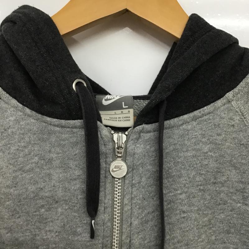 ナイキ NIKE パーカー 長袖 ジップアップパーカー 長袖パーカー カジュアルジャケット L ロゴ、文字 灰 / グレー / gray メンズ USED 古着 中古 10161649