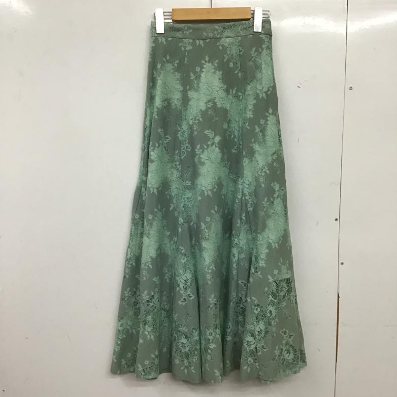 ケービーエフプラス KBF+ スカート ロングスカート KP94-25T040 レース切り替えフレアスカート 0 無地 緑 / グリーン / green レディース USED 古着 中古 10161652