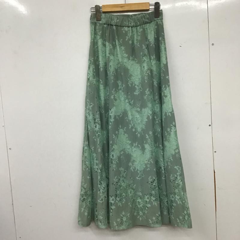 ケービーエフプラス KBF+ スカート ロングスカート KP94-25T040 レース切り替えフレアスカート 0 無地 緑 / グリーン / green レディース USED 古着 中古 10161652