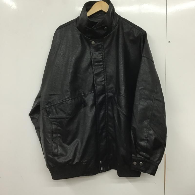 クレイル CLEL ジャケット、上着 ジャンパー、ブルゾン フェイクレザージャケット ジップアップジャケット スタンドカラー L 無地 黒 / ブラック / black メンズ USED 古着 中古 10161654