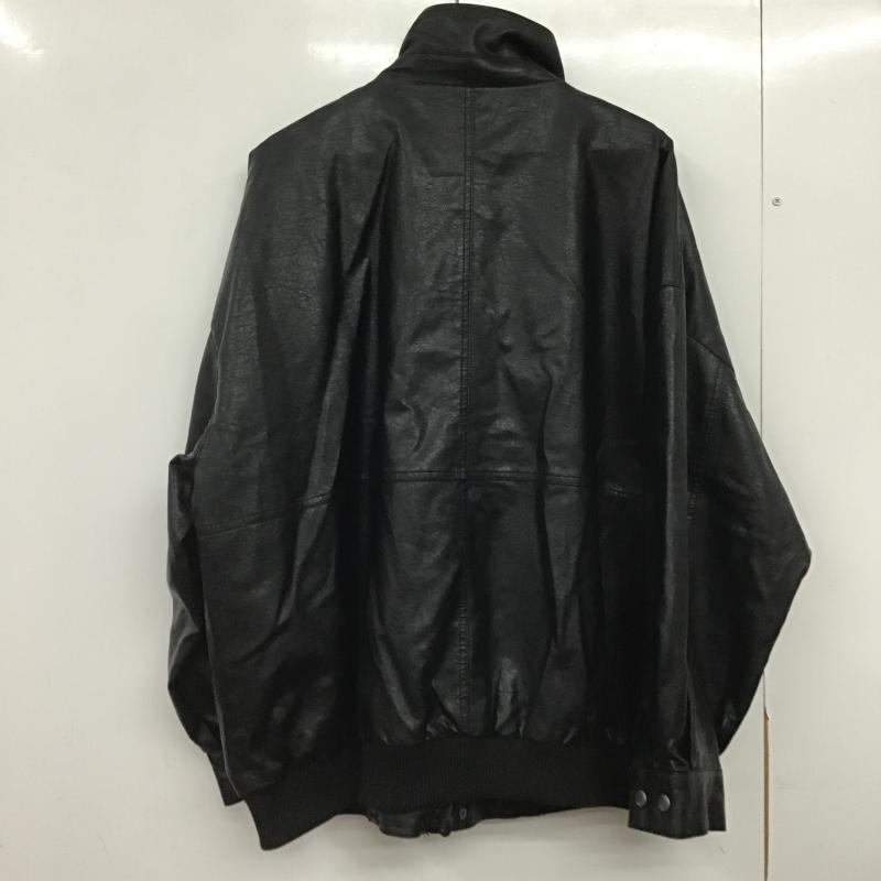 クレイル CLEL ジャケット、上着 ジャンパー、ブルゾン フェイクレザージャケット ジップアップジャケット スタンドカラー L 無地 黒 / ブラック / black メンズ USED 古着 中古 10161654