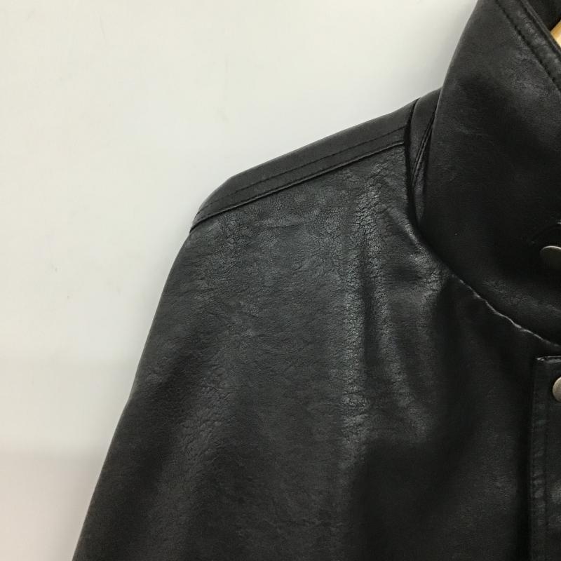 クレイル CLEL ジャケット、上着 ジャンパー、ブルゾン フェイクレザージャケット ジップアップジャケット スタンドカラー L 無地 黒 / ブラック / black メンズ USED 古着 中古 10161654