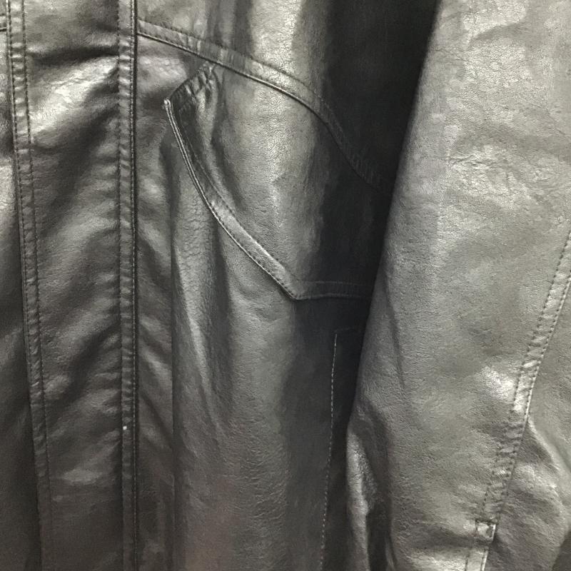 クレイル CLEL ジャケット、上着 ジャンパー、ブルゾン フェイクレザージャケット ジップアップジャケット スタンドカラー L 無地 黒 / ブラック / black メンズ USED 古着 中古 10161654