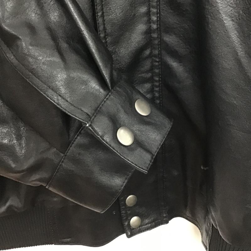 クレイル CLEL ジャケット、上着 ジャンパー、ブルゾン フェイクレザージャケット ジップアップジャケット スタンドカラー L 無地 黒 / ブラック / black メンズ USED 古着 中古 10161654