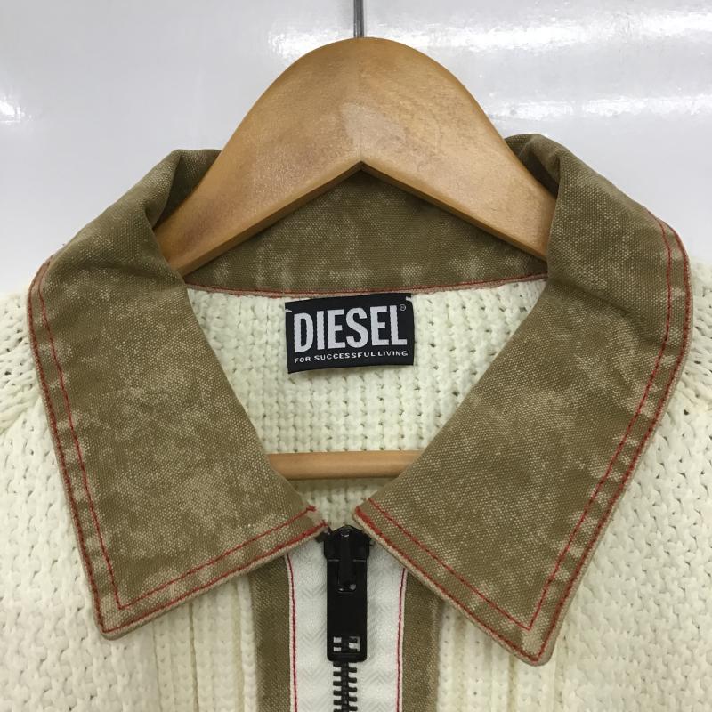 ディーゼル DIESEL ニット、セーター 長袖 長袖ニットカットソー ジップアップクルーネック セーター XL 無地 アイボリー / アイボリー / メンズ USED 古着 中古 10161663