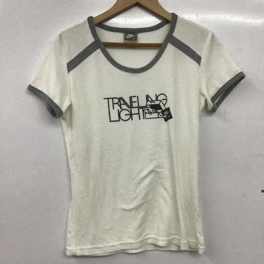 ナイキ NIKE Tシャツ 半袖 L ロゴ、文字 灰 / グレー / gray X 白 / ホワイト / white レディース USED 古着 中古 10161670