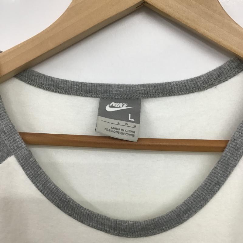 ナイキ NIKE Tシャツ 半袖 L ロゴ、文字 灰 / グレー / gray X 白 / ホワイト / white レディース USED 古着 中古 10161670