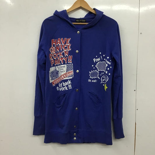 ヘル キャット パンクス HELL CAT PUNKS パーカー 長袖 M 無地 X プリント 青 / ブルー / blue レディース USED 古着 中古 10161676
