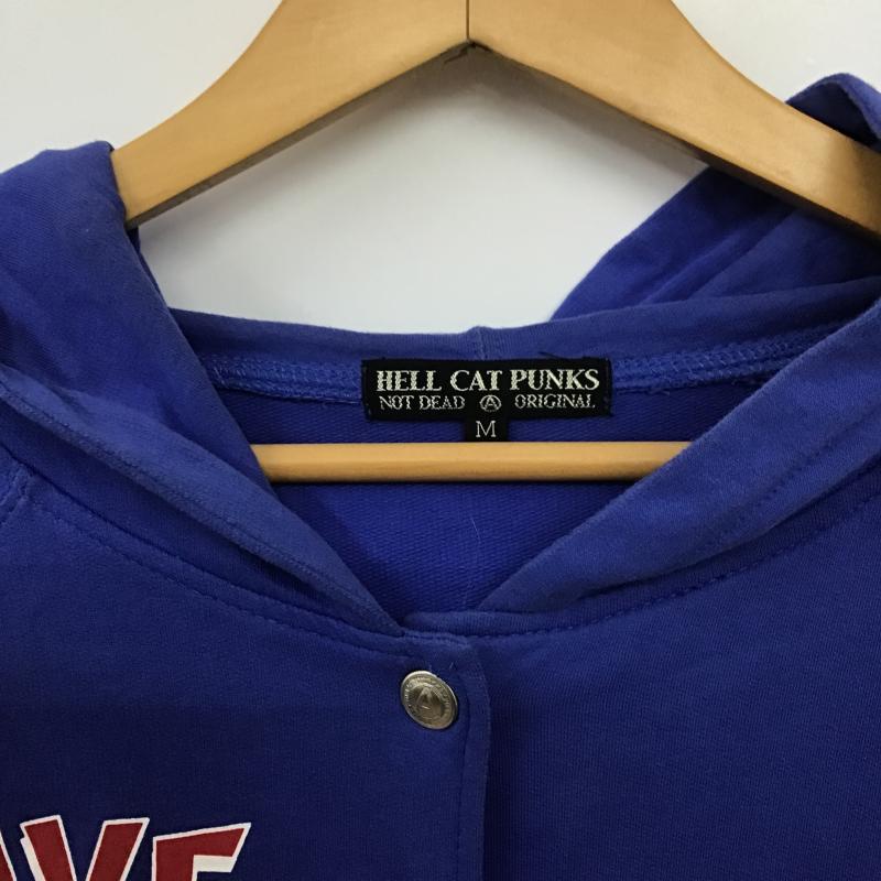 ヘル キャット パンクス HELL CAT PUNKS パーカー 長袖 M 無地 X プリント 青 / ブルー / blue レディース USED 古着 中古 10161676