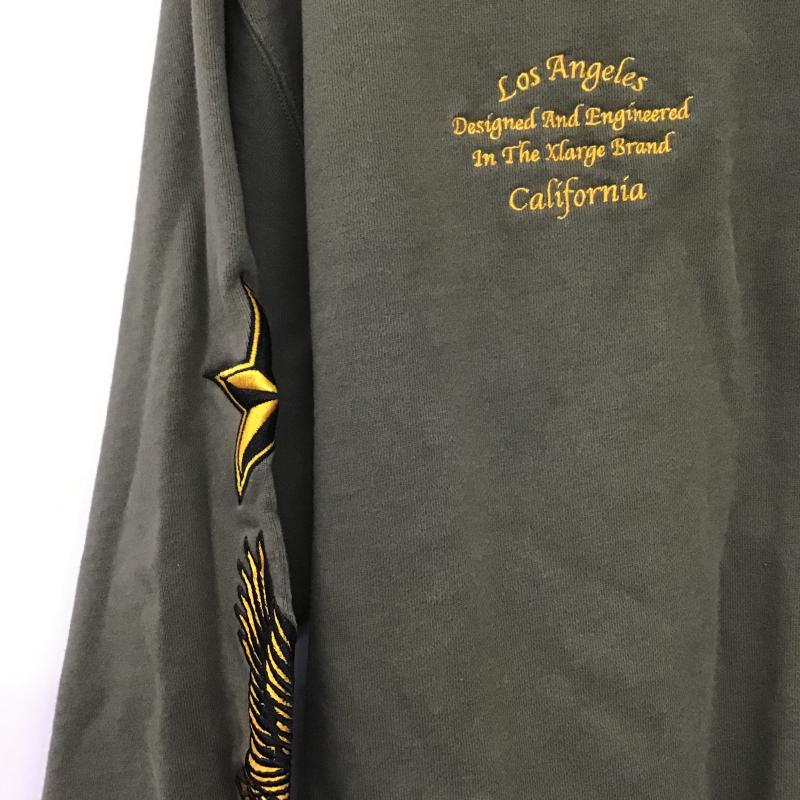 エクストララージ XLARGE トレーナー 長袖 長袖トレーナー スウェット クルーネック プルオーバー M ロゴ、文字 カーキ / カーキ / khaki メンズ USED 古着 中古 10161696