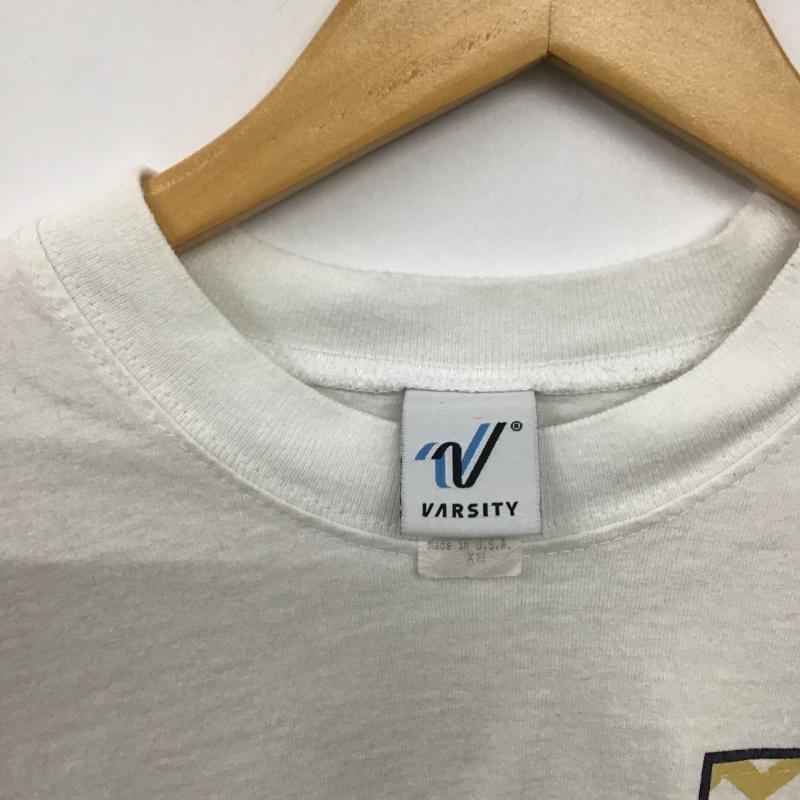 バーシティ Varsity カットソー 長袖 長袖カットソー プリントカットソー クルーネック XS プリント 白 / ホワイト / white メンズ USED 古着 中古 10161718