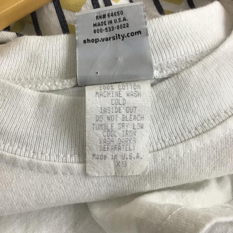 バーシティ Varsity カットソー 長袖 長袖カットソー プリントカットソー クルーネック XS プリント 白 / ホワイト / white メンズ USED 古着 中古 10161718