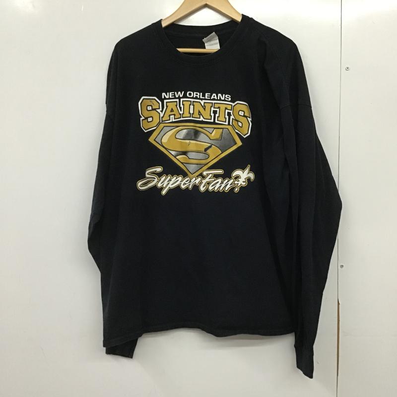 ギルダン GILDAN カットソー 長袖 長袖カットソー プリントカットソー クルーネック XXL プリント 紺 / ネイビー / navy メンズ USED 古着 中古 10161720